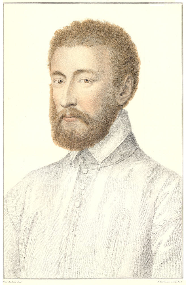 Monsieur La Faille by Bartolozzi after Hans Holbein. Henry VIII's court 1884